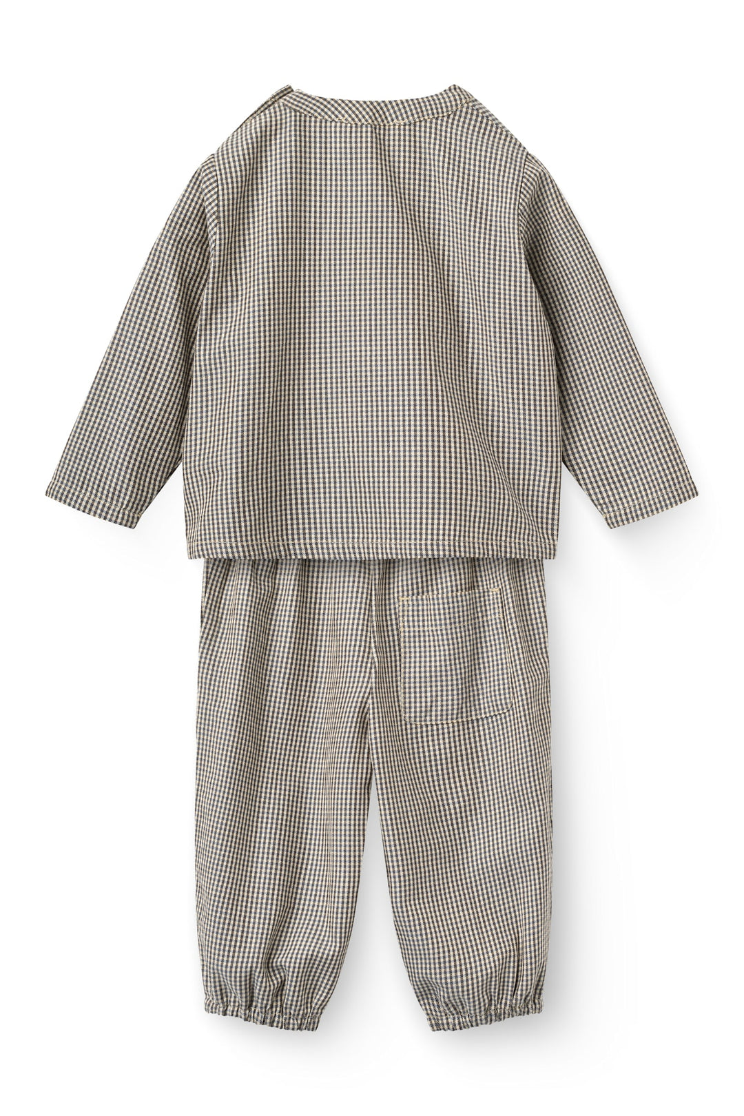 Checkered Baby Set w. Shirt & Pants - Brown/Sky Check Comb.