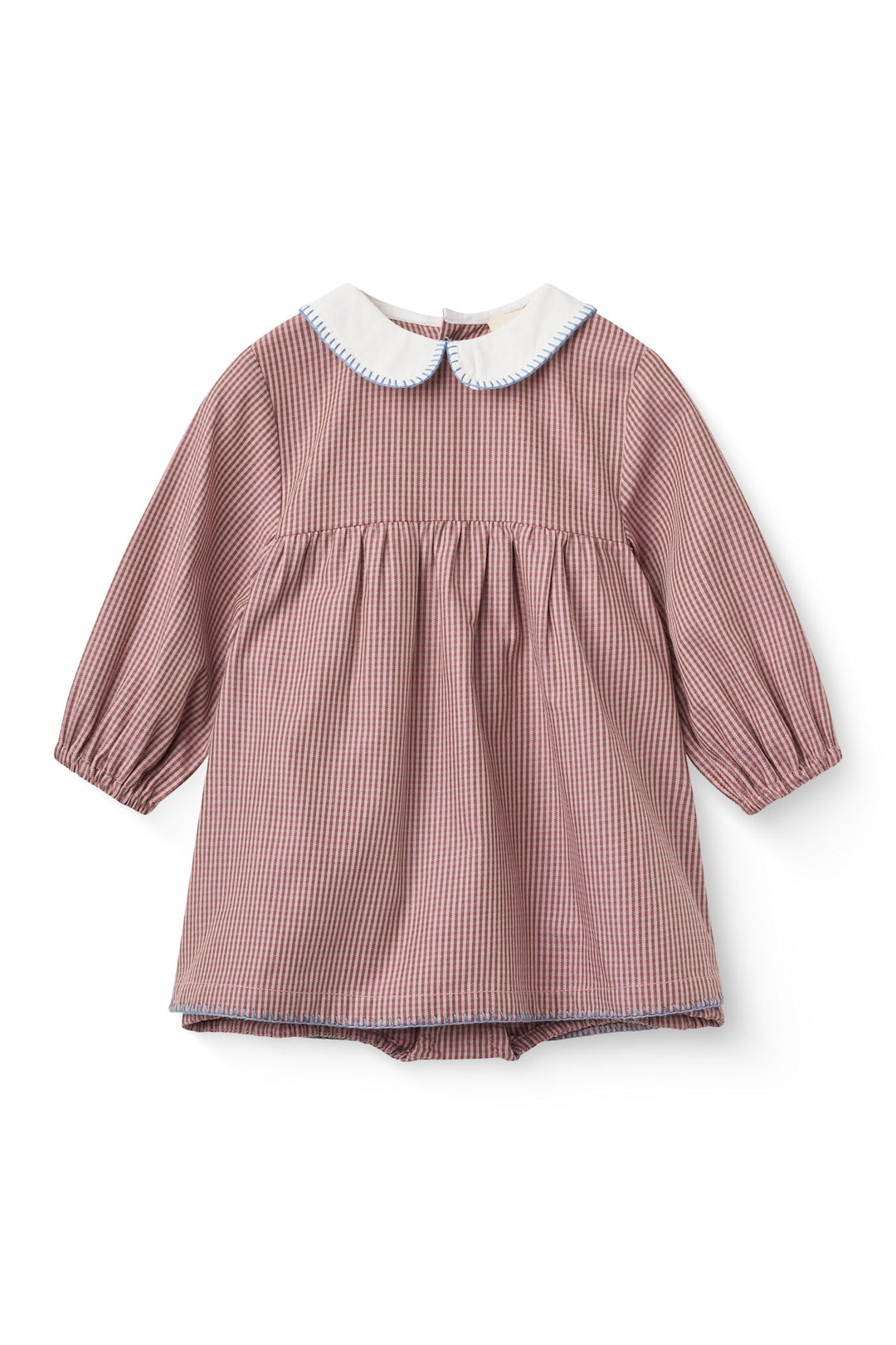 Checkered Romper Dress w. Collar - Winter Rose Check Comb.