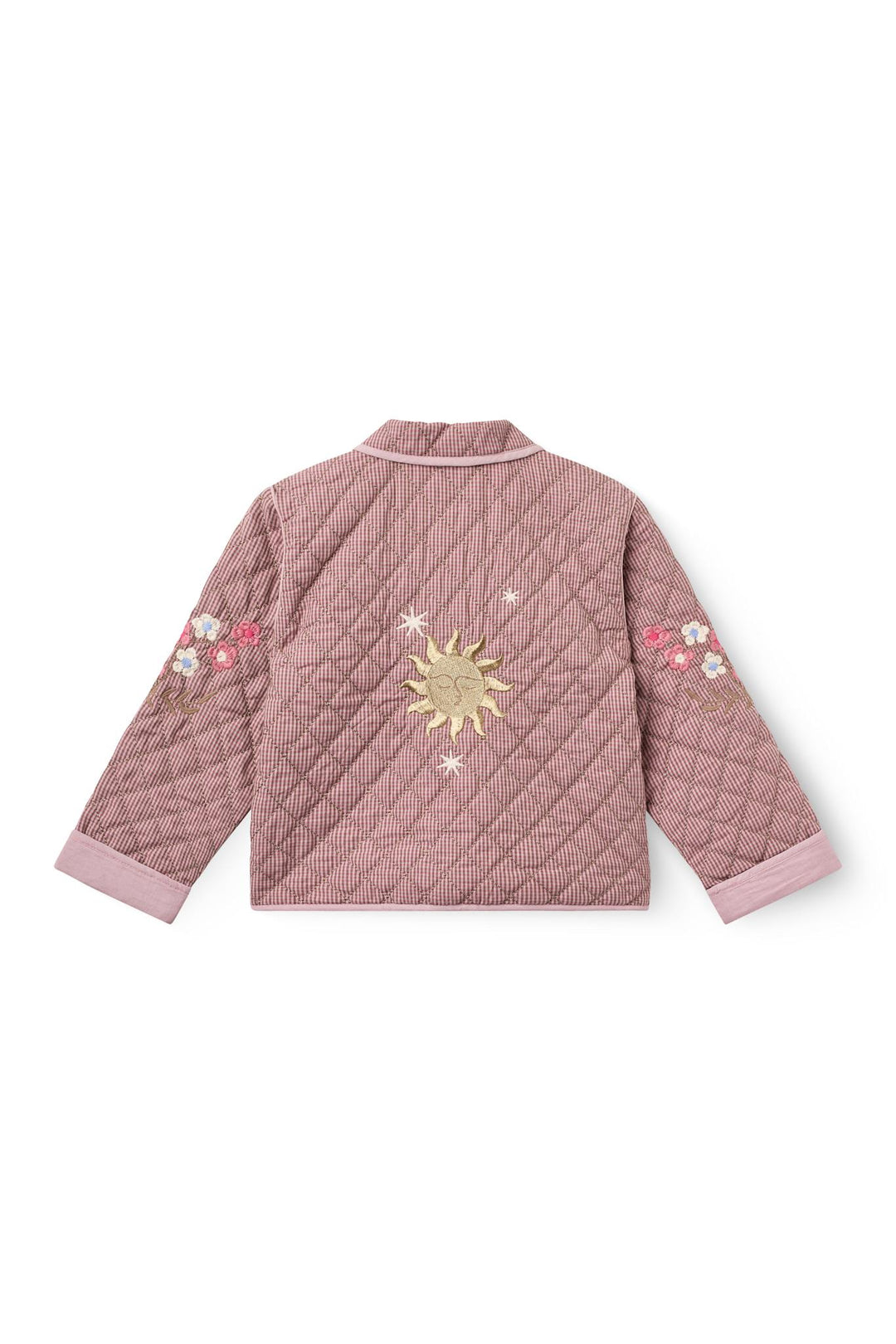 Checkered Quilted Jacket w. Embroidery - Winter Rose Check Comb.