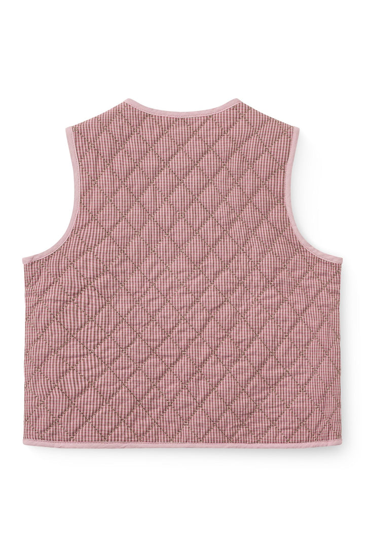 Checkered Quilted Vest - Winter Rose Check Comb.