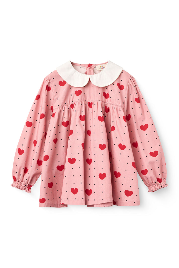 Blouse w. Collar w. Heart Aop - Heart Aop