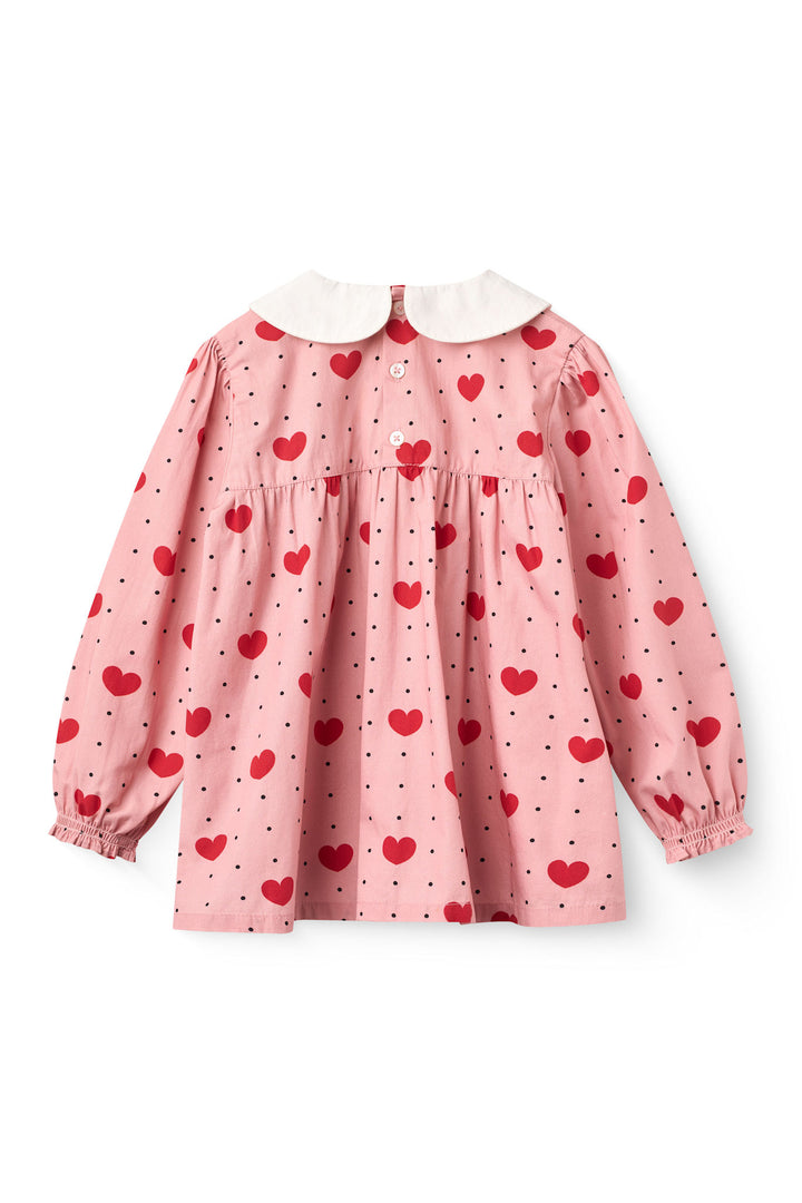 Blouse w. Collar w. Heart Aop - Heart Aop