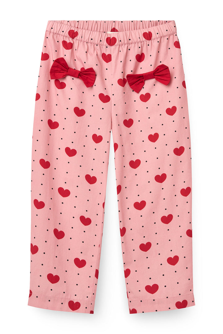 Bow Pant w. Heart Aop - Heart Aop