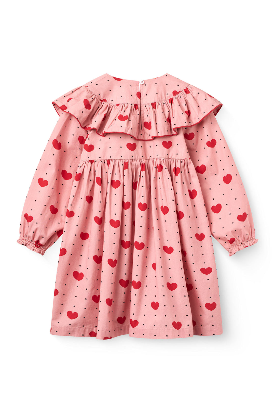 Frill Dress w. Heart Aop - Heart Aop