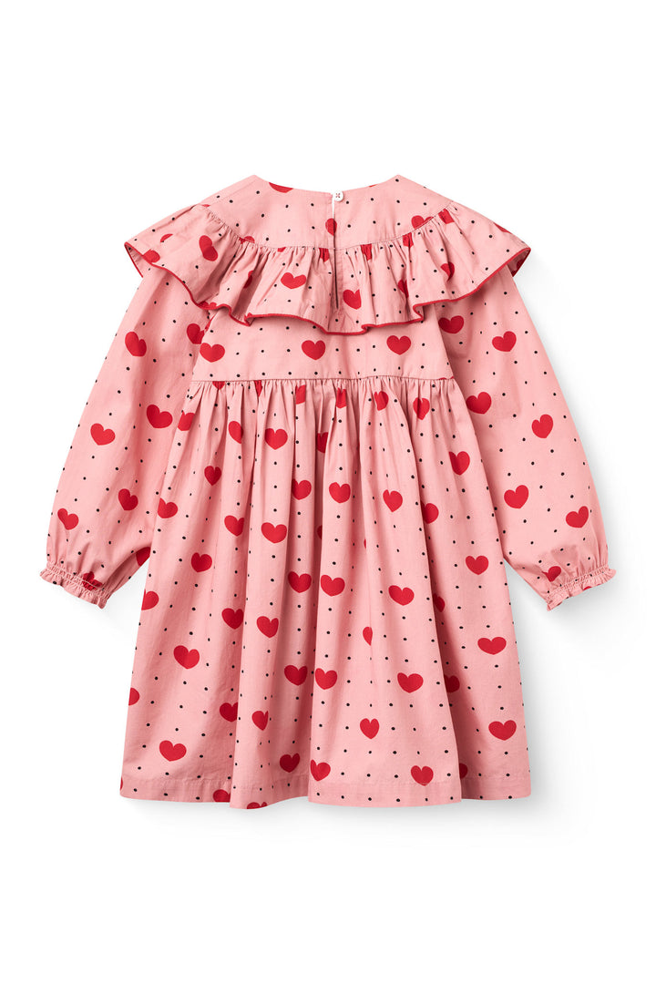 Frill Dress w. Heart Aop - Heart Aop
