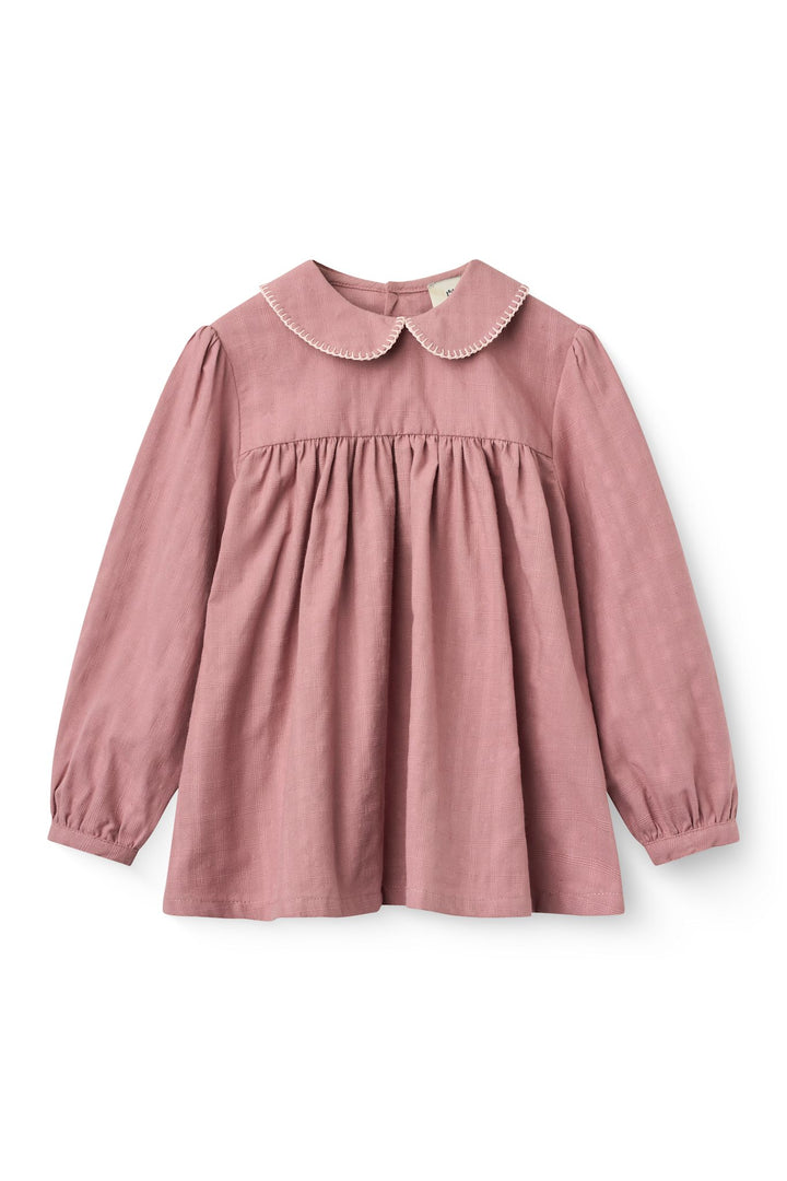 Blouse w. Collar & Blanket Stitch - Winter Rose