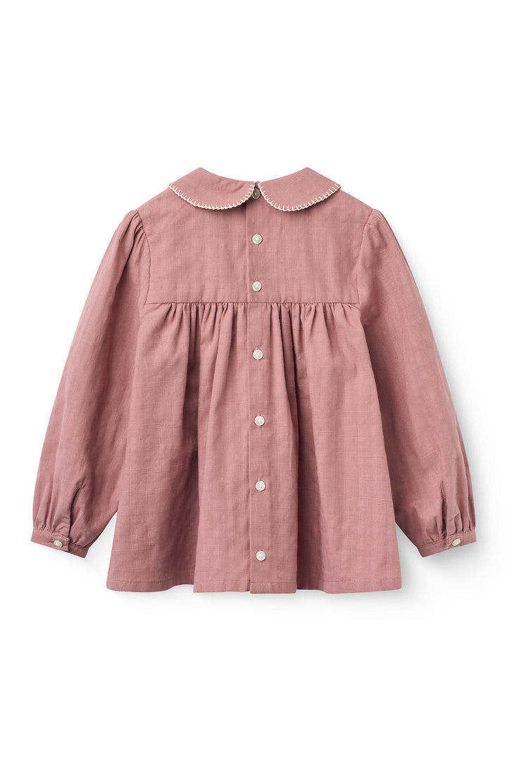 Blouse w. Collar & Blanket Stitch - Winter Rose