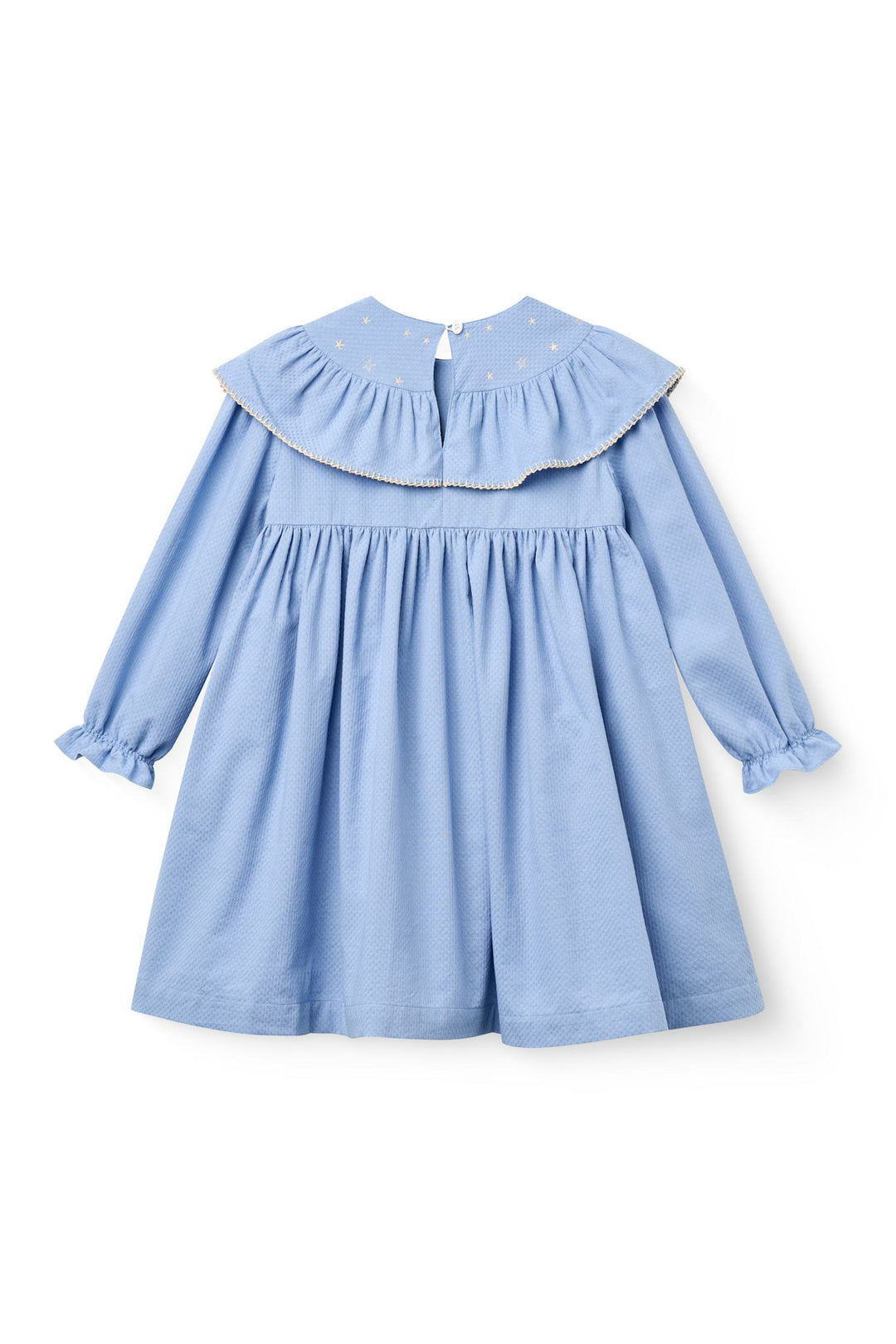 Dress w. Frill & Star Embroidery - Endless Blue