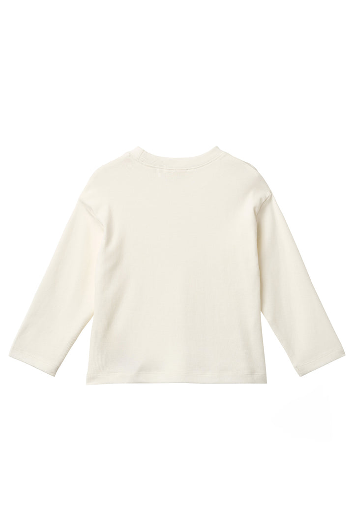 MODAL RIB LS BLOUSE W. DROP SHOULDER - CREAM