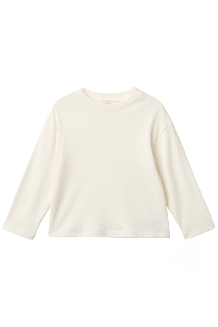 MODAL RIB LS BLOUSE W. DROP SHOULDER - CREAM