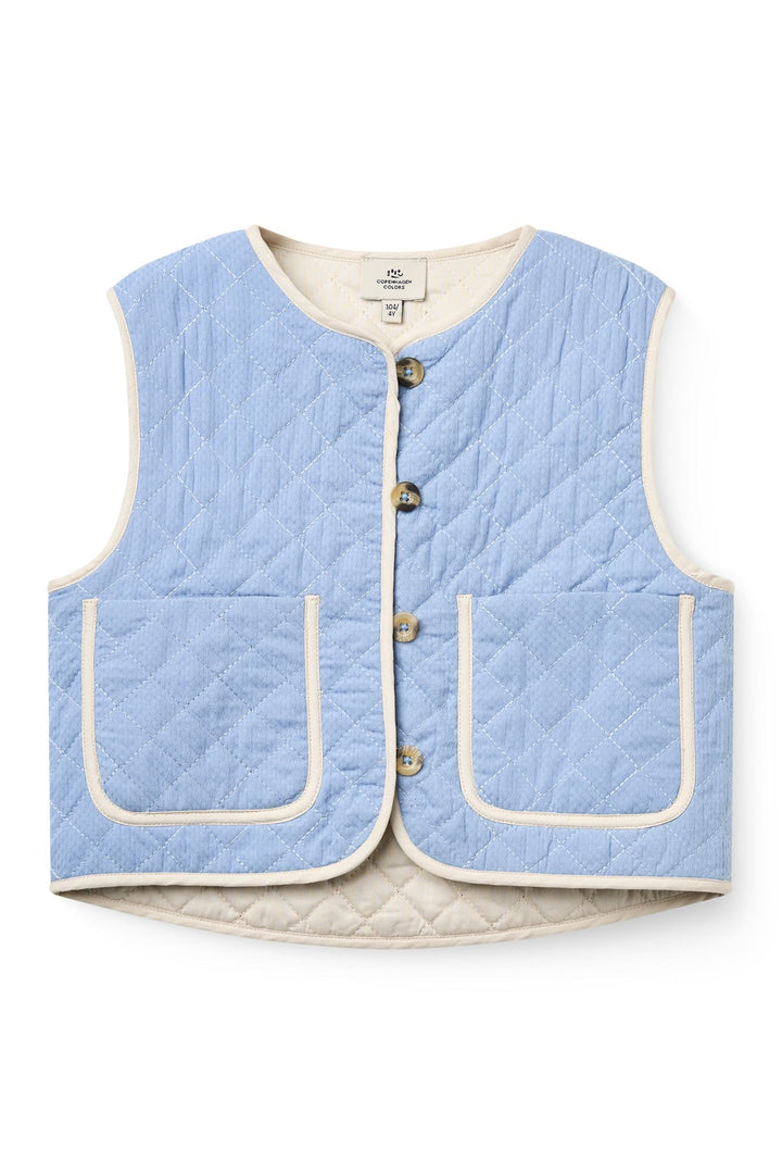 Quilted Vest w. Moon & Star Embroidery - Endless Blue
