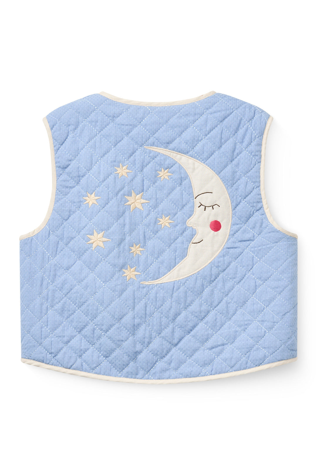 Quilted Vest w. Moon & Star Embroidery - Endless Blue