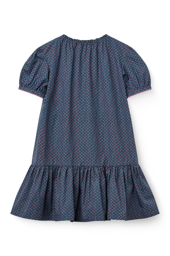 Printed Dress w. Pocket - Navy Flower Aop