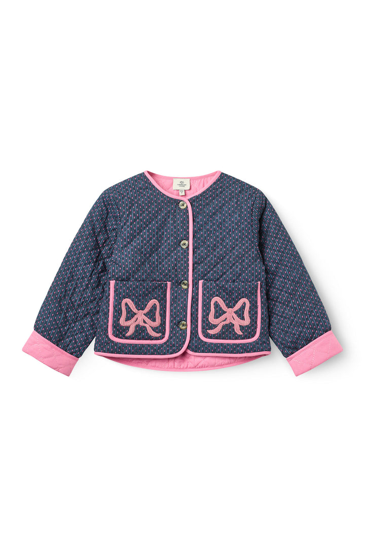 Printed Quilted Jacket - Navy Flower Aop