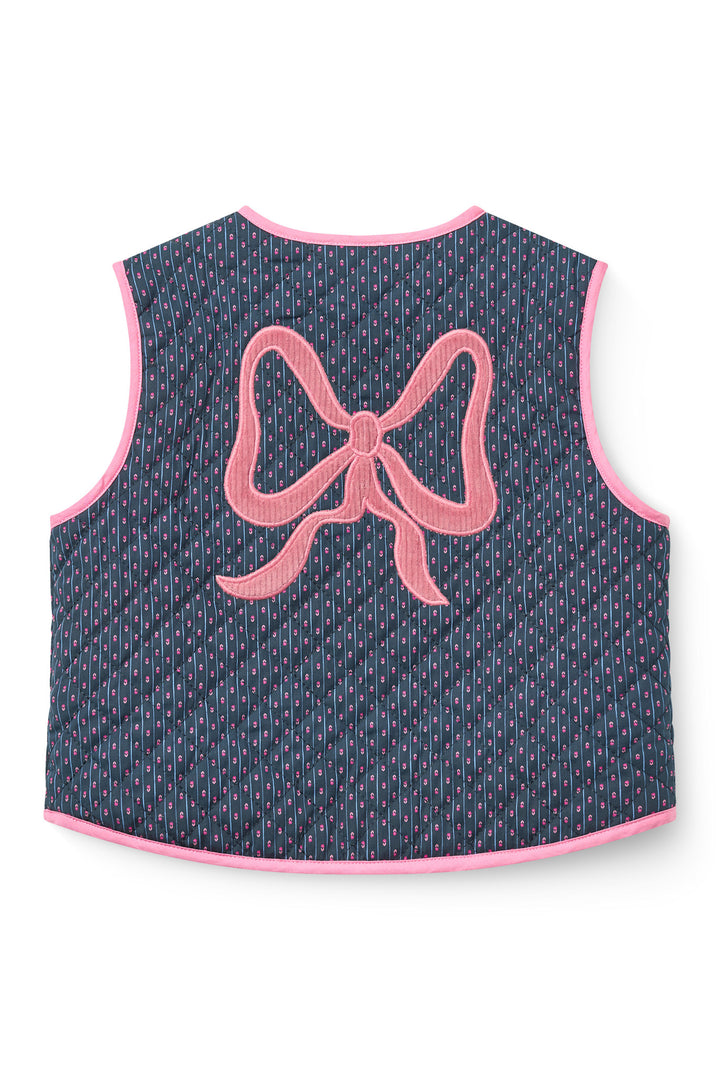 Printed Quilted Vest - Navy Flower Aop