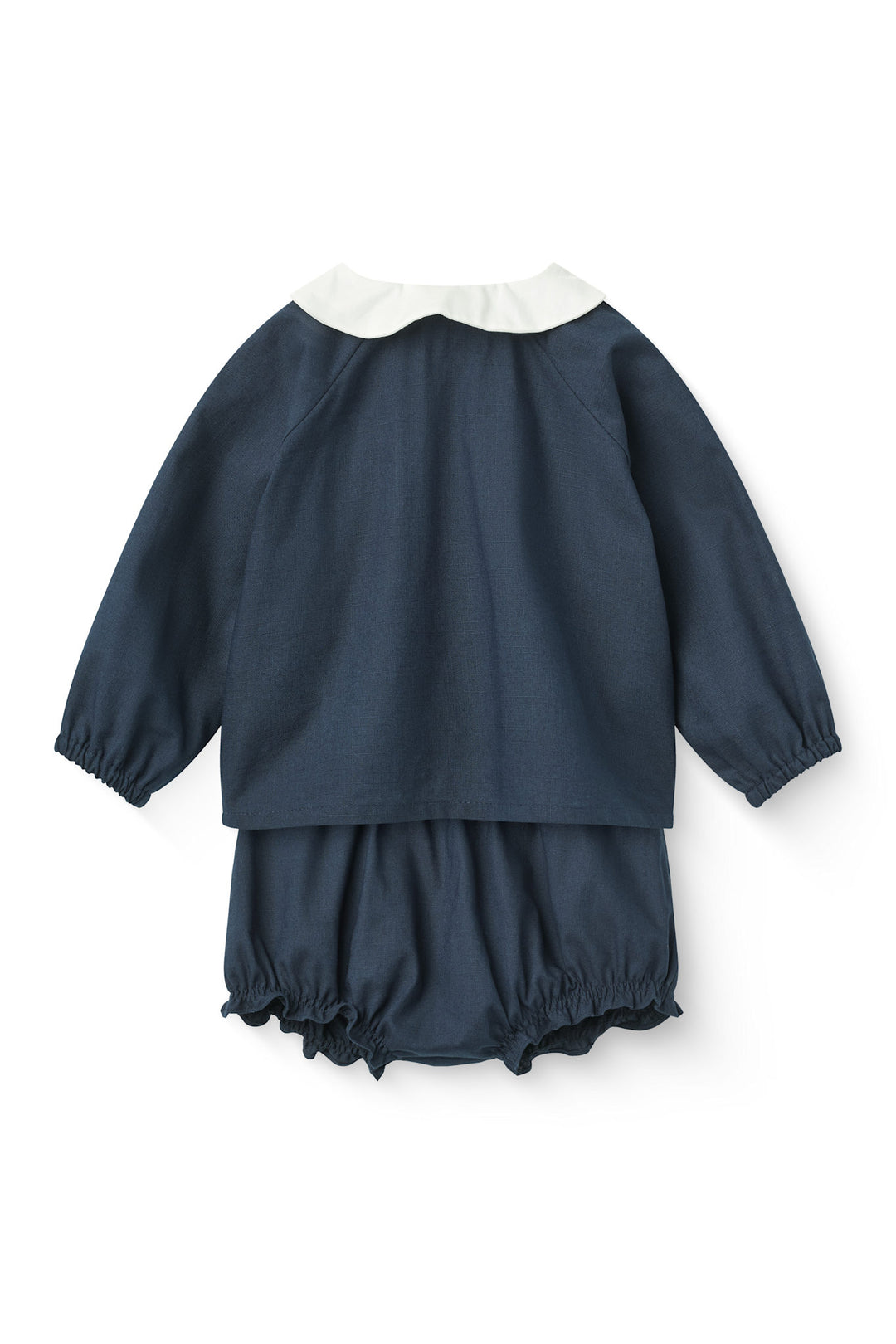 Baby Set w. Bloomers & Placket Blouse - Navy