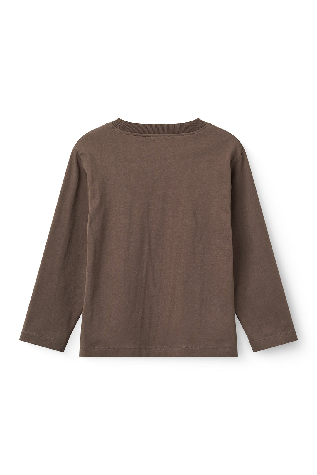 Ls. T-Shirt w. Embroidery - Dk. Brown