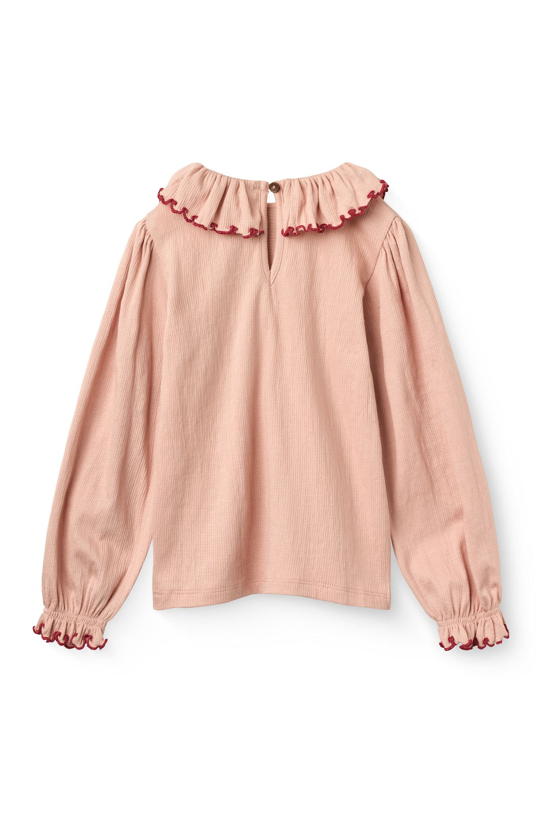 Crepe Ls Top w. Frill Collar - Mellow Rose Comb.