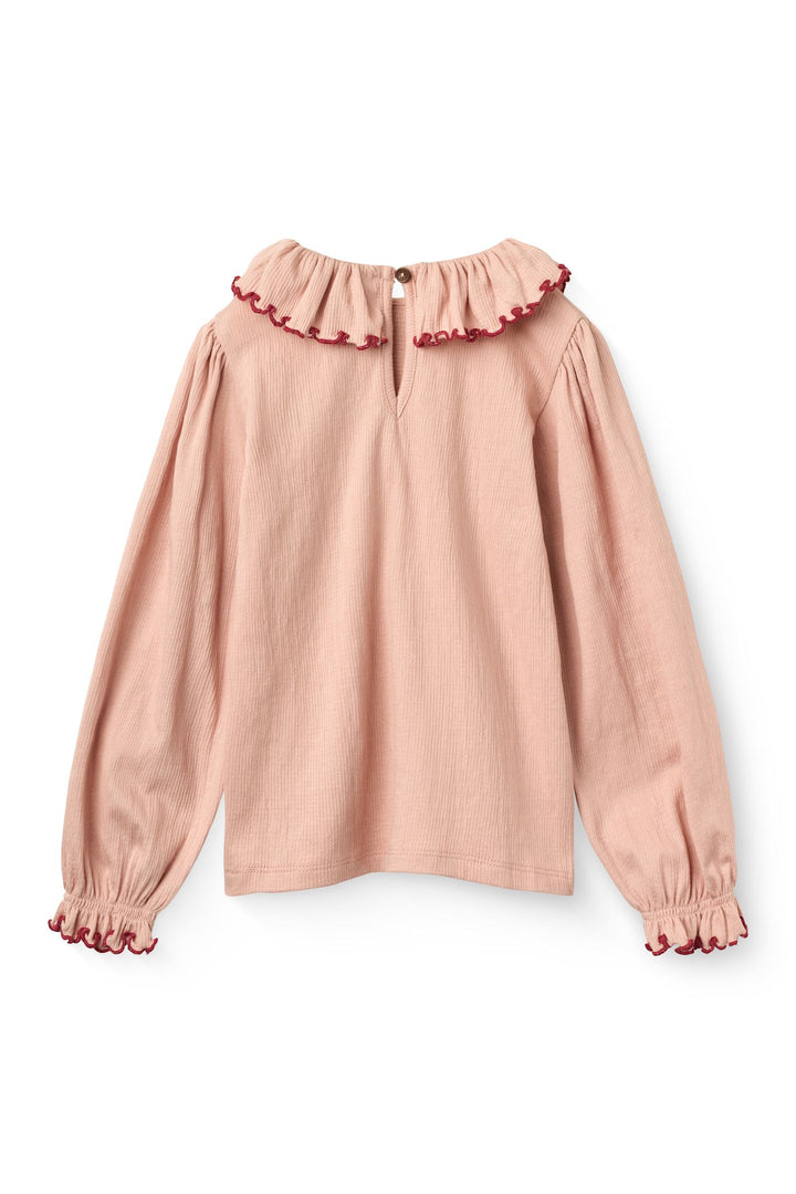 Crepe Ls Top w. Frill Collar - Mellow Rose Comb.