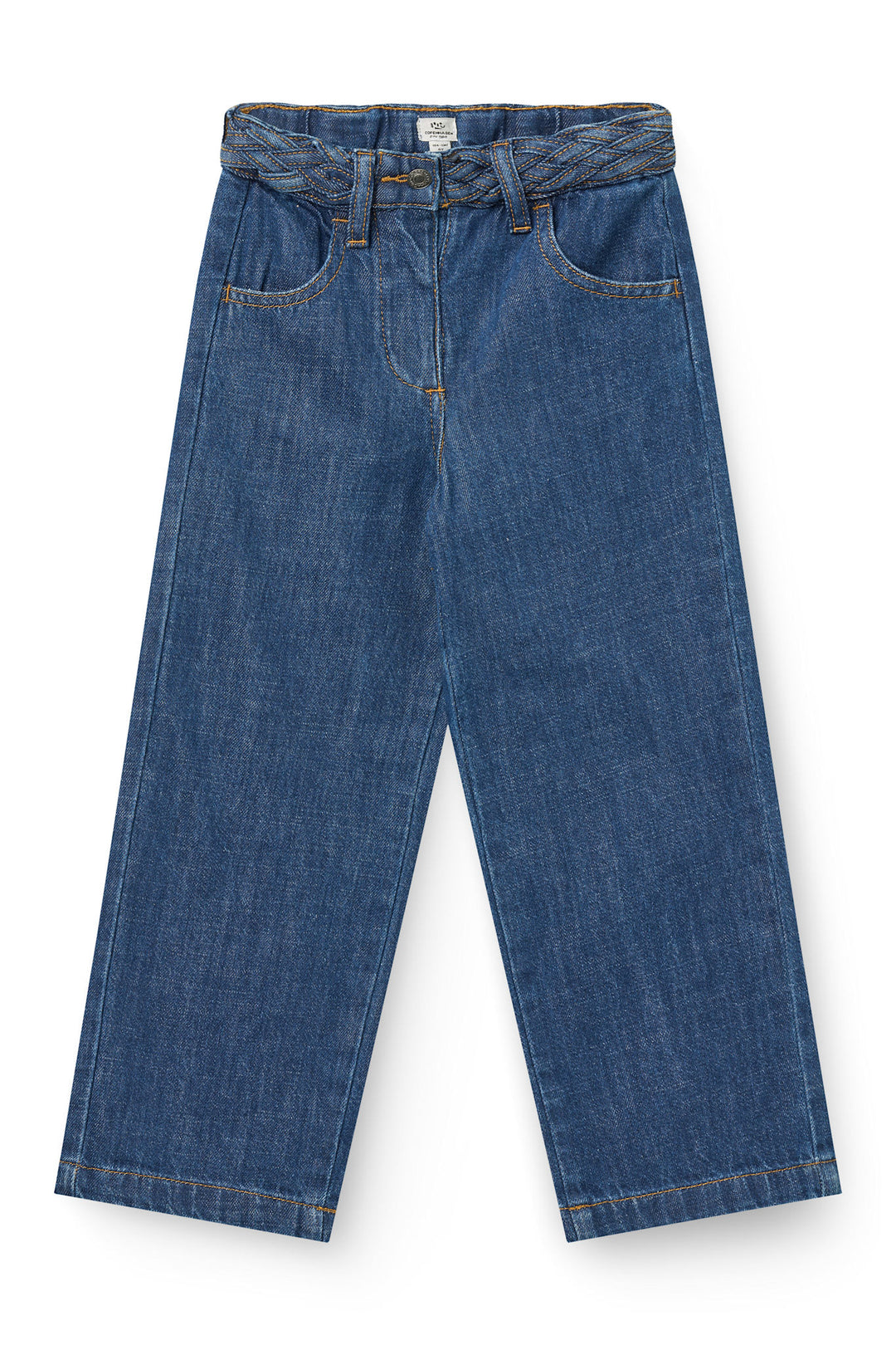 Denim Jeans w. Braid Waist - Wide Fit - Indigo Blue Wash