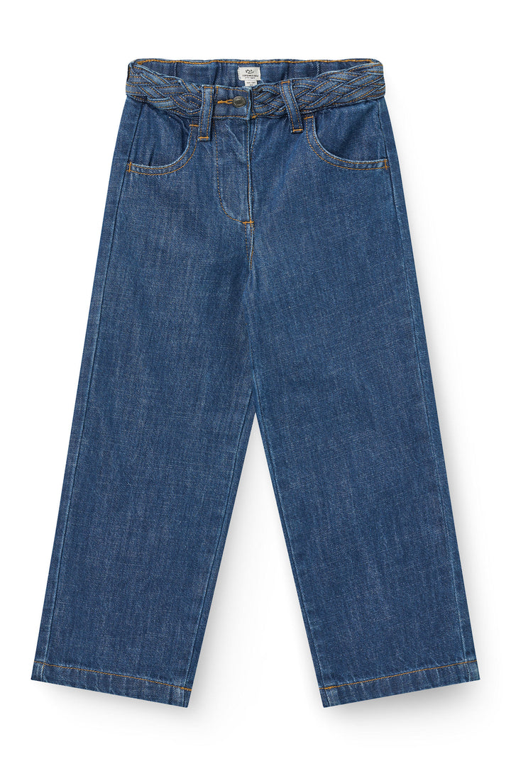 Denim Jeans w. Braid Waist - Wide Fit - Indigo Blue Wash