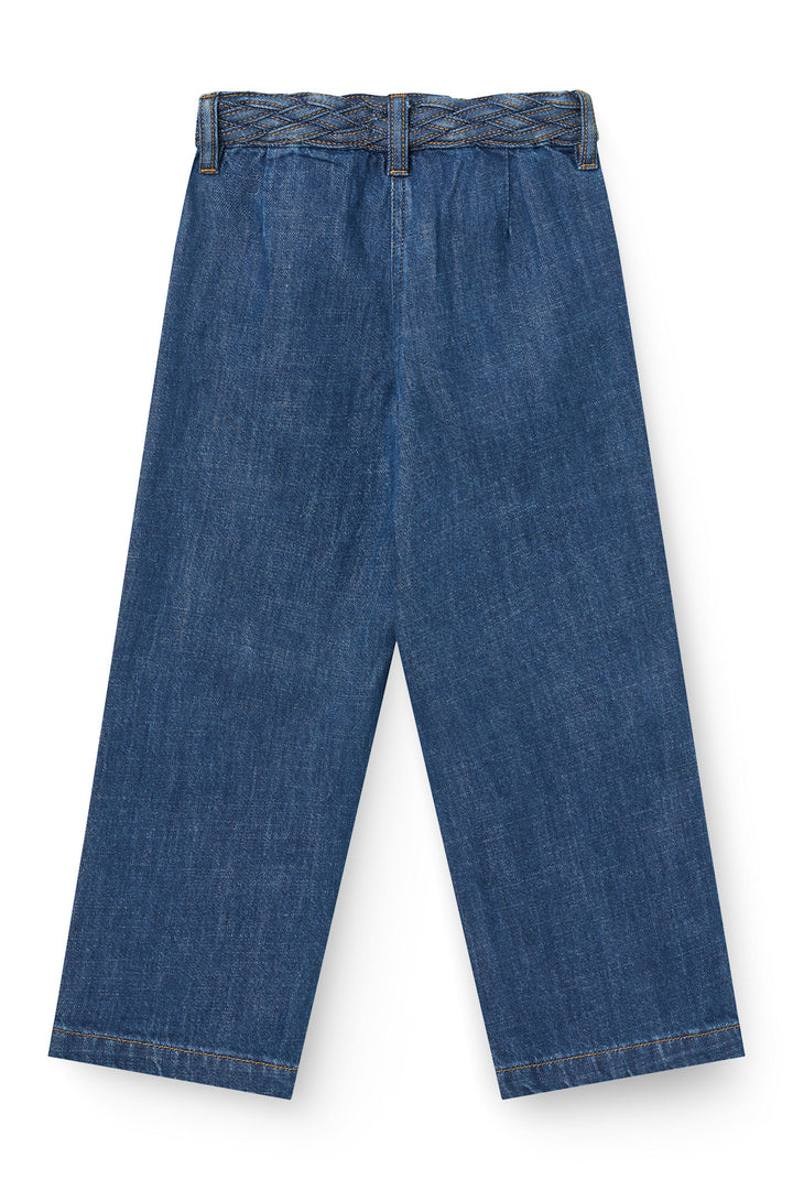Denim Jeans w. Braid Waist - Wide Fit - Indigo Blue Wash