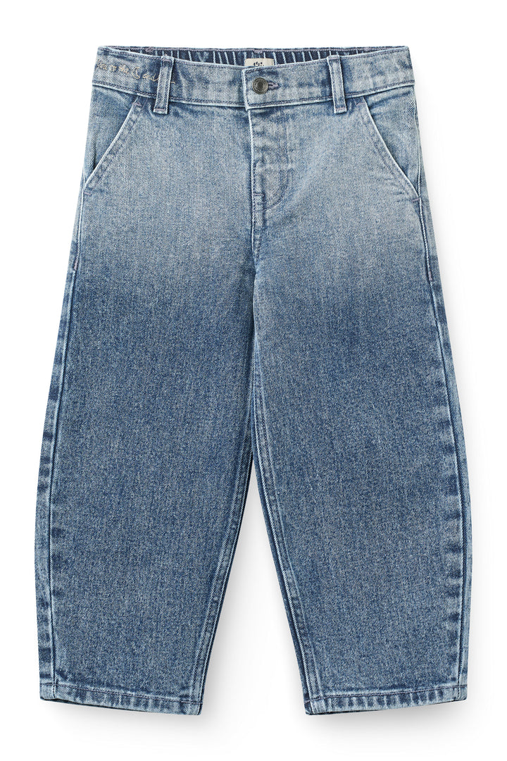 Organic Balloon Denim Pants w. Hearts Back Pockets - Block Spray