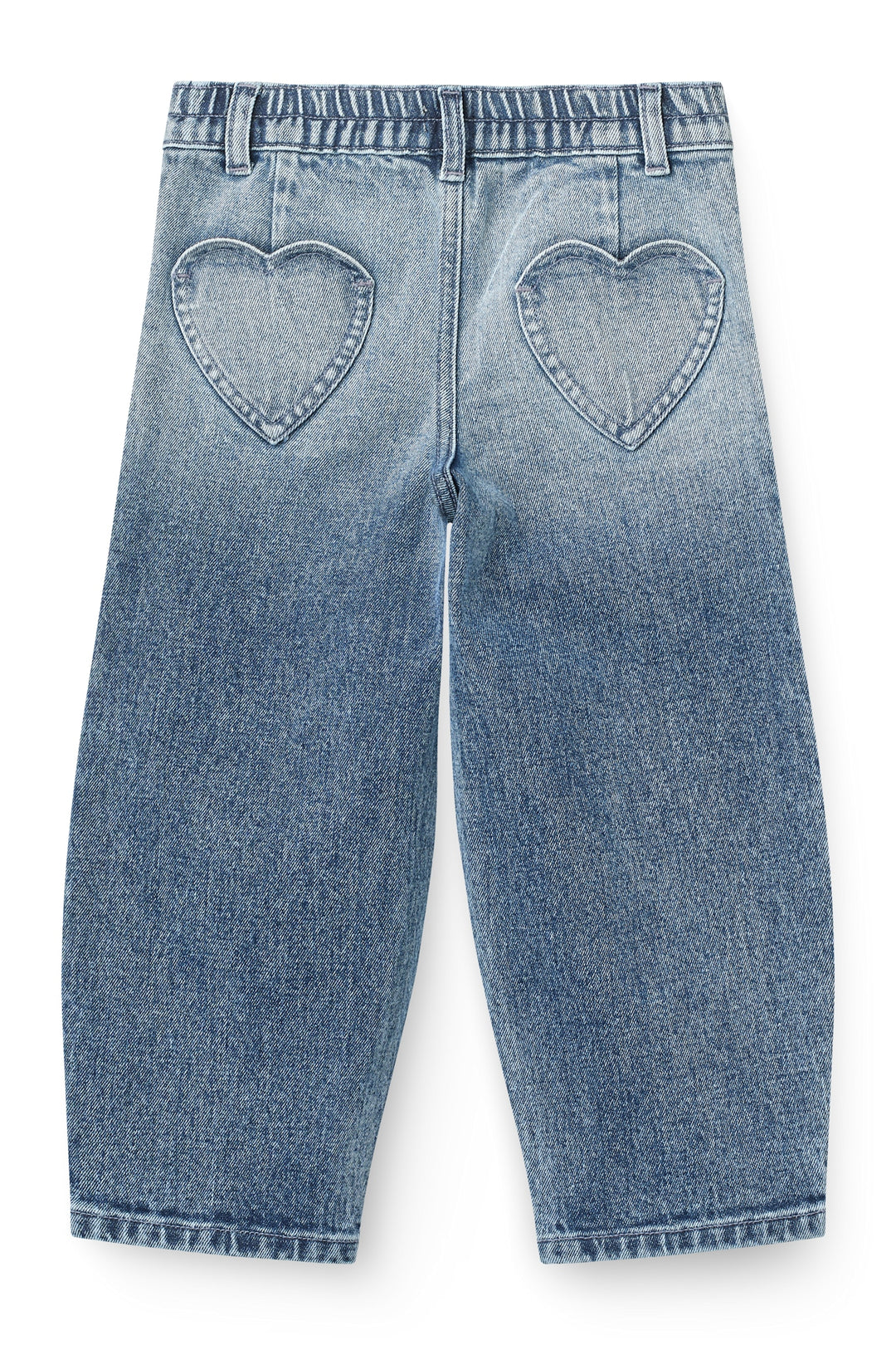 Organic Balloon Denim Pants w. Hearts Back Pockets - Block Spray