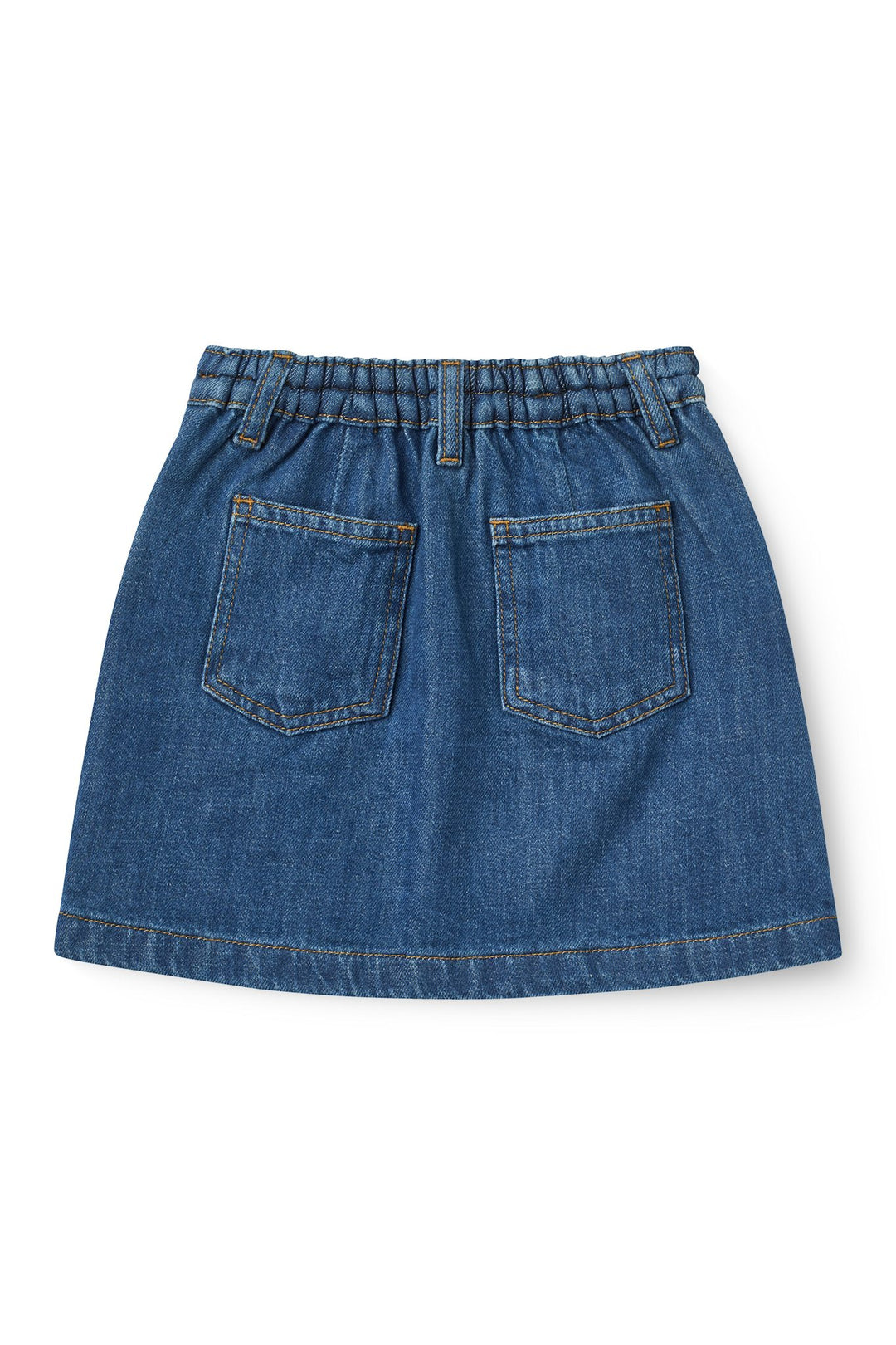 Denim Skirt w. Braid Details - Indigo Blue Wash