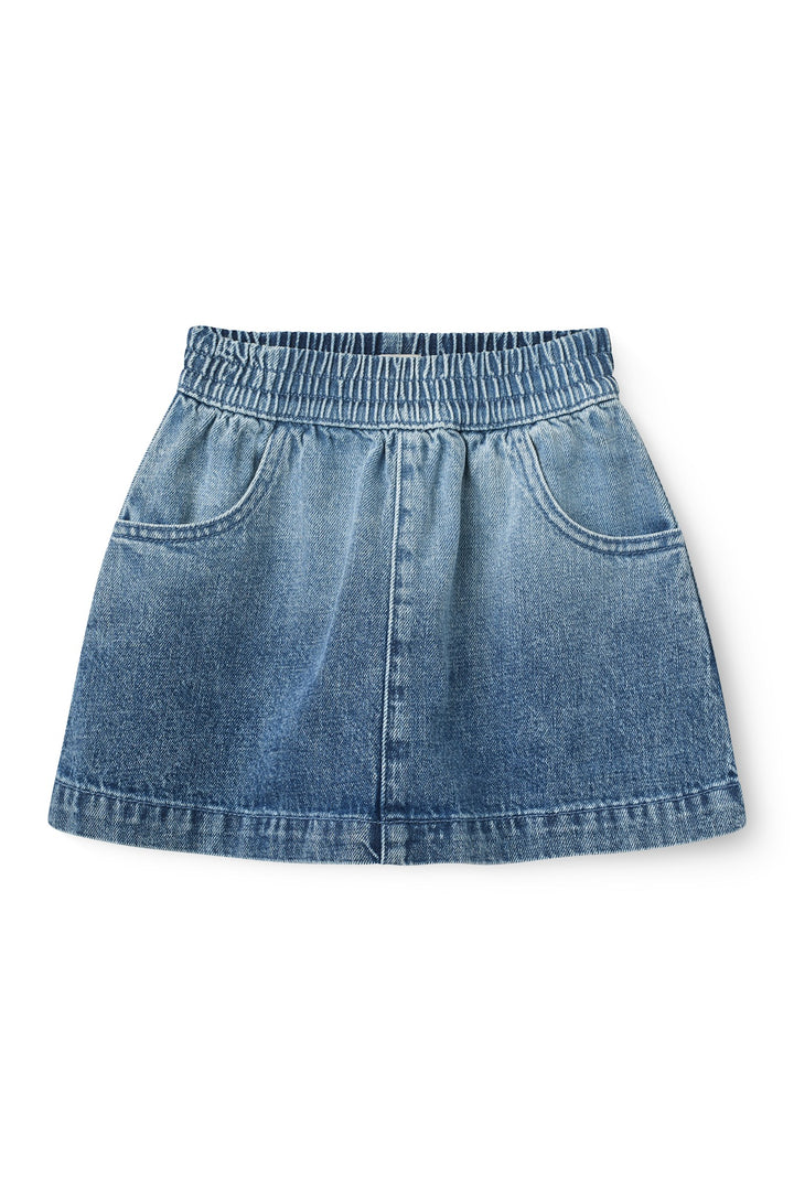 Denim Skirt w. Block Spray - Block Spray