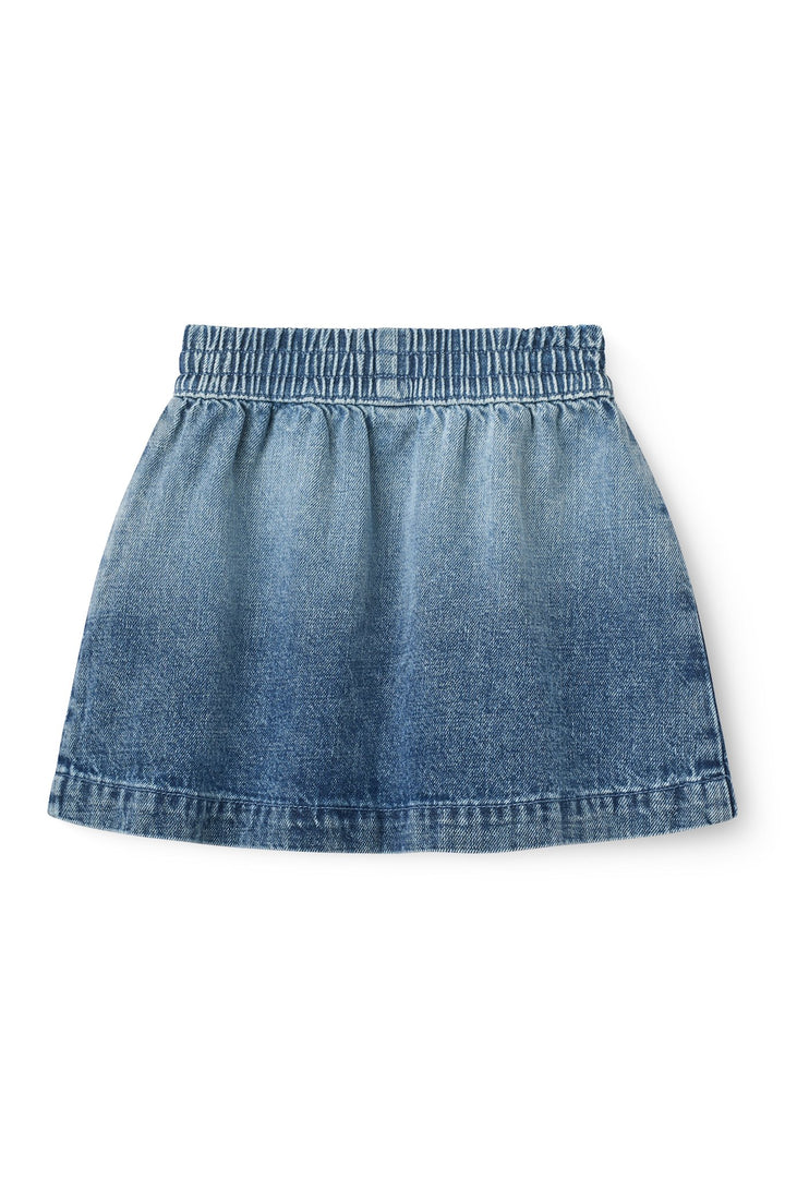 Denim Skirt w. Block Spray - Block Spray