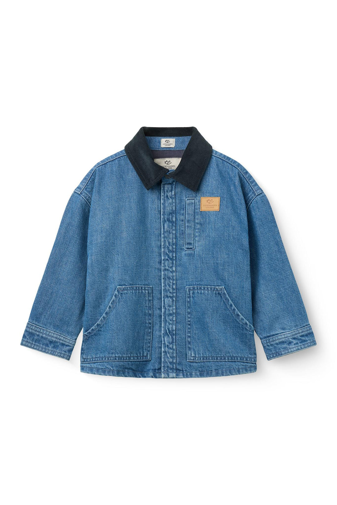 Denim Jacket w. Corduroy Collar - Indigo Blue Washed w. Navy Blazer Corduroy