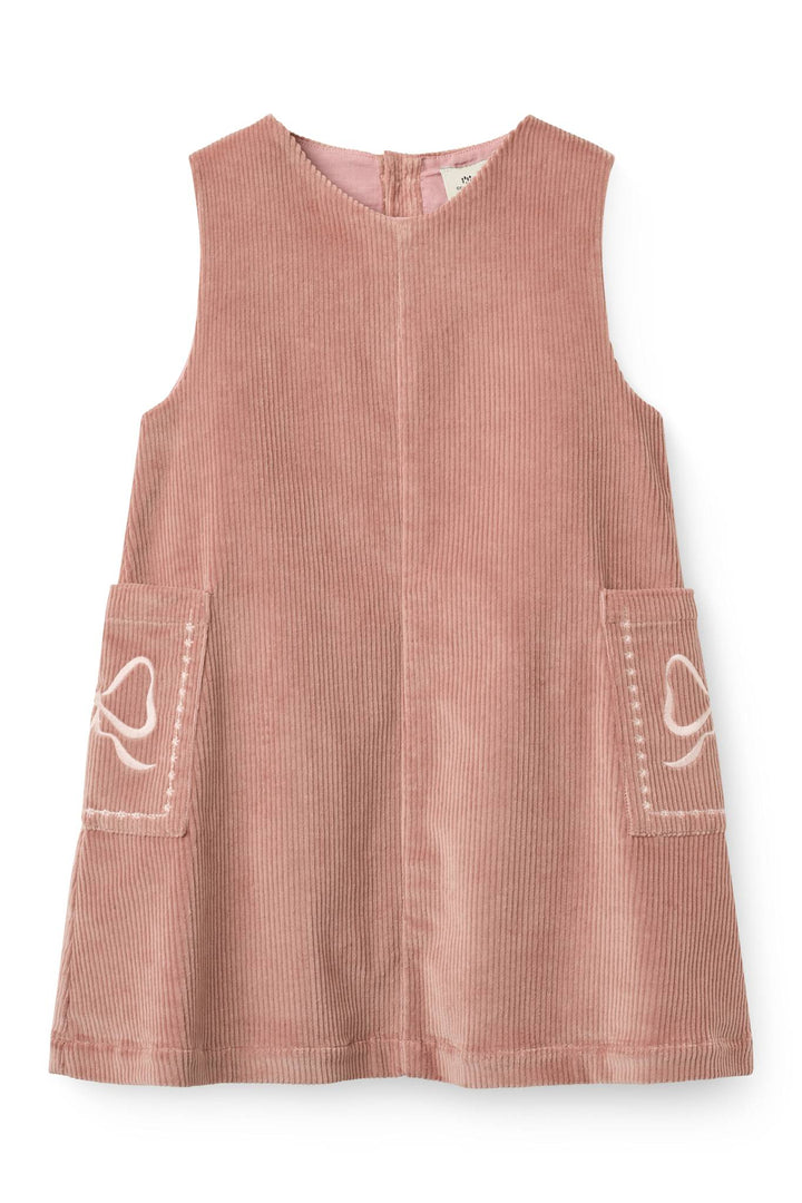 Corduroy Dress w. Embroidery - Winter Rose