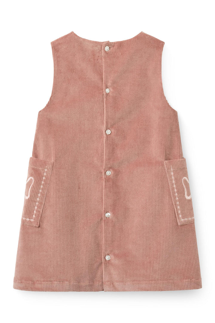 Corduroy Dress w. Embroidery - Winter Rose