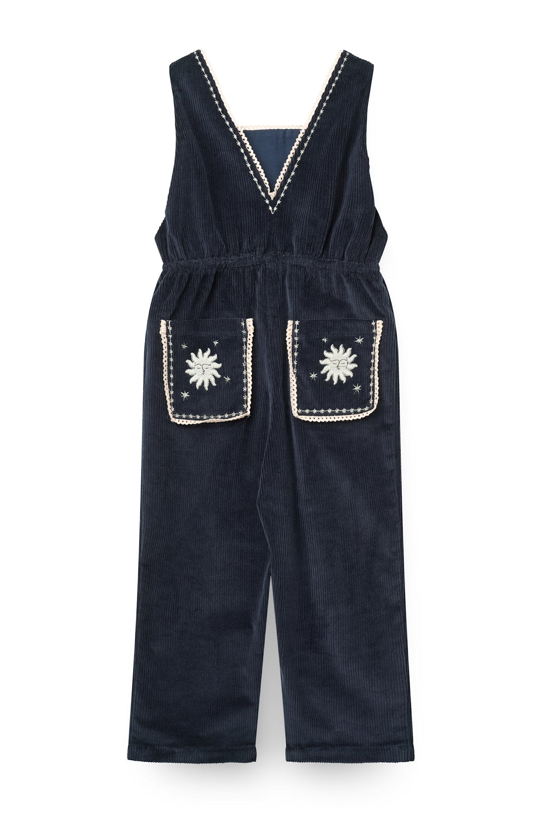 Corduroy Dungaree w. Embroidery - Navy