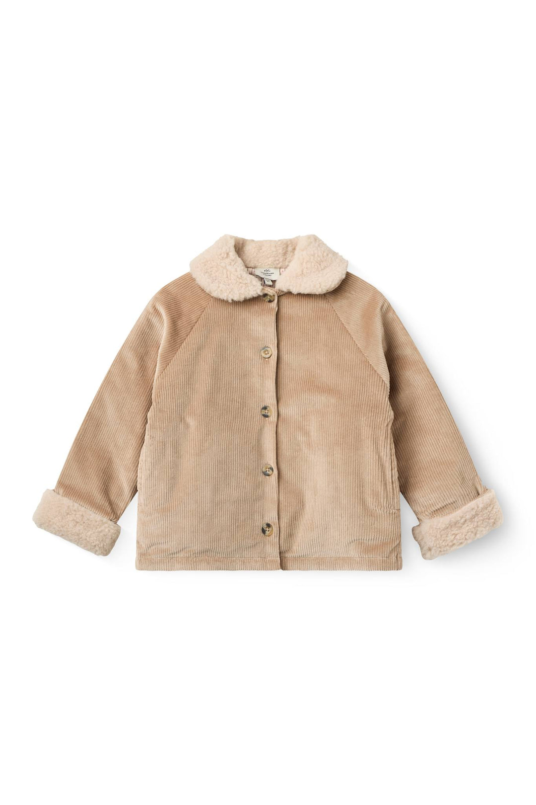 Corduroy Jacket w. Teddy Collar - Beige
