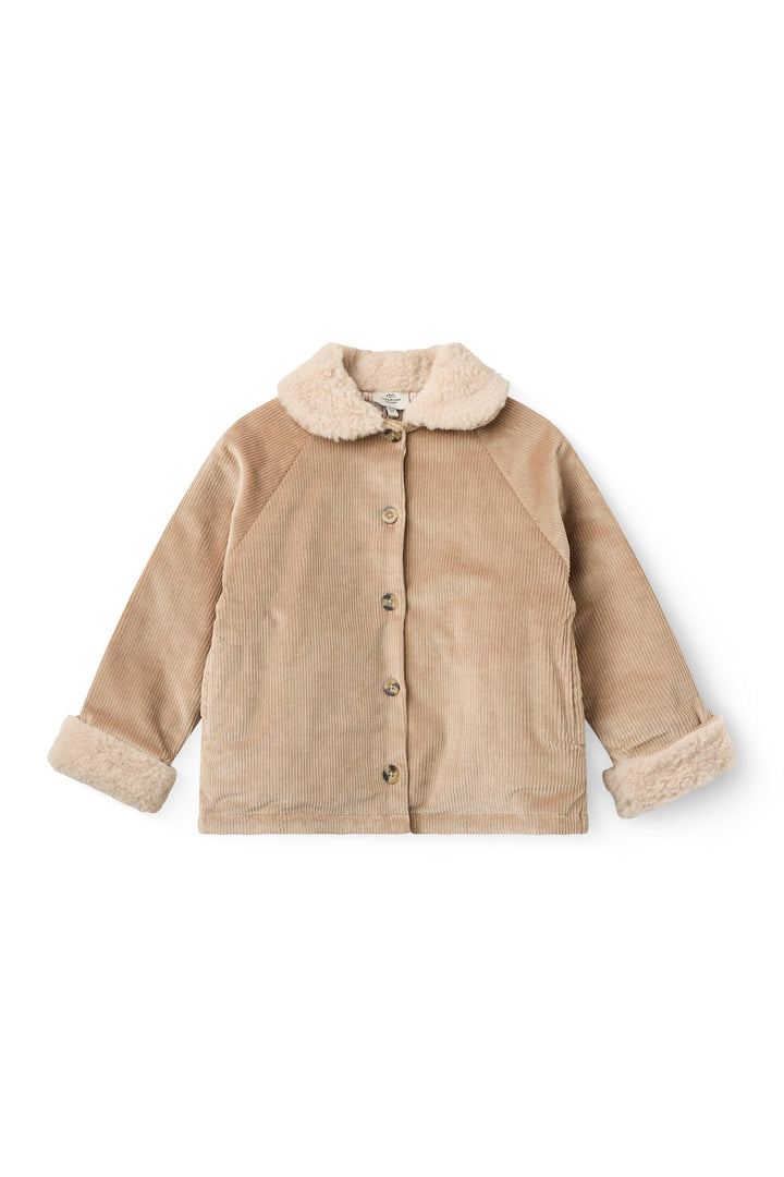Corduroy Jacket w. Teddy Collar - Beige