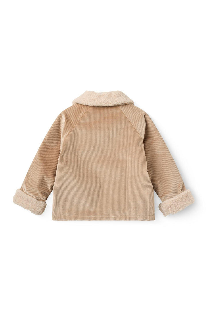 Corduroy Jacket w. Teddy Collar - Beige