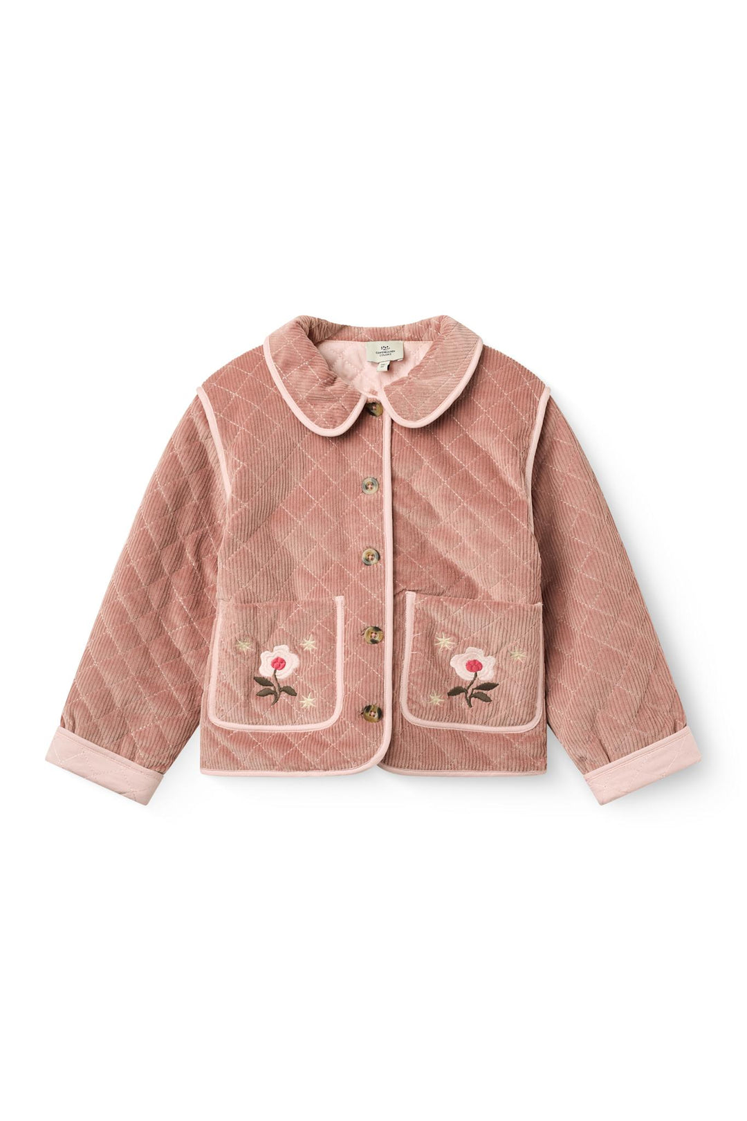 Quilted Corduroy Jacket w. Embroidery - Winter Rose