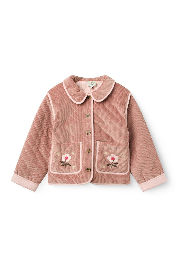 Quilted Corduroy Jacket w. Embroidery - Winter Rose