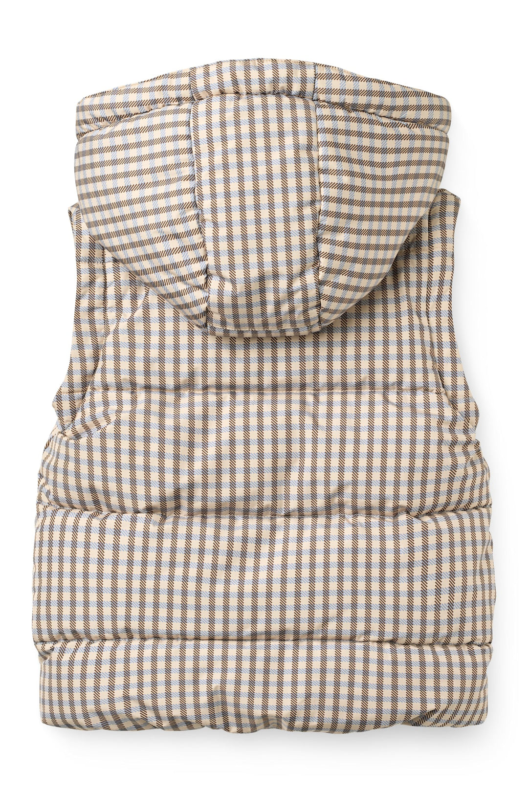 2 in 1 Puffer Jacket w. Removable Sleeves - Check Aop