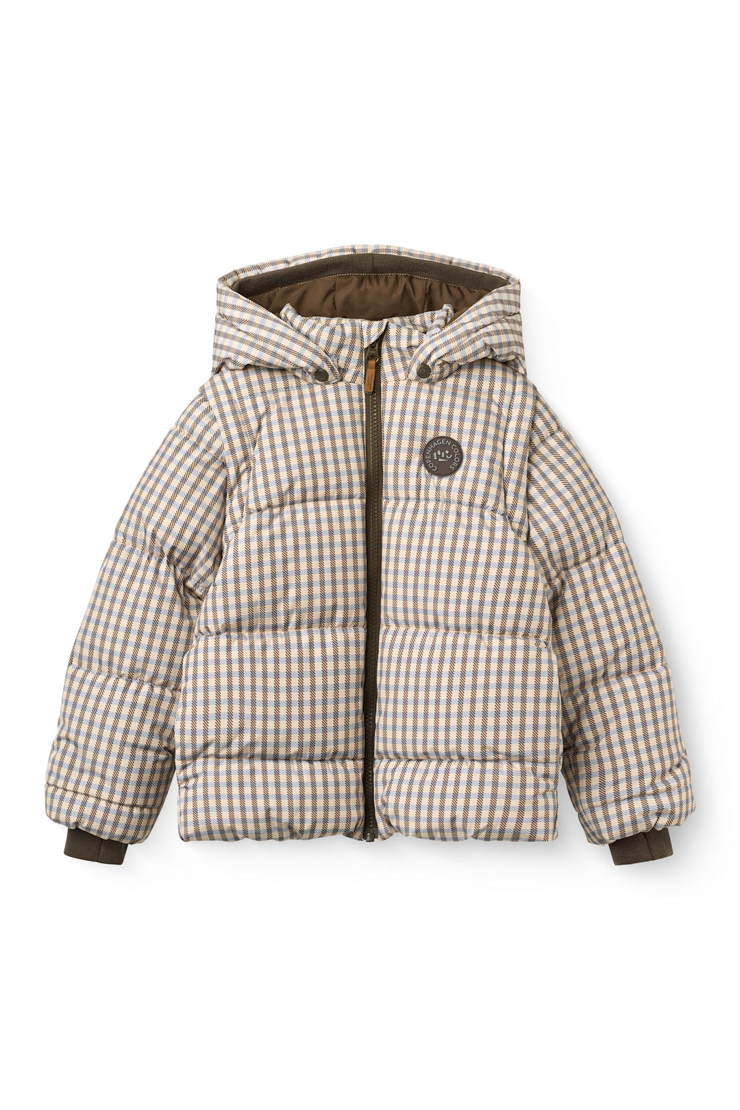 2 in 1 Puffer Jacket w. Removable Sleeves - Check Aop