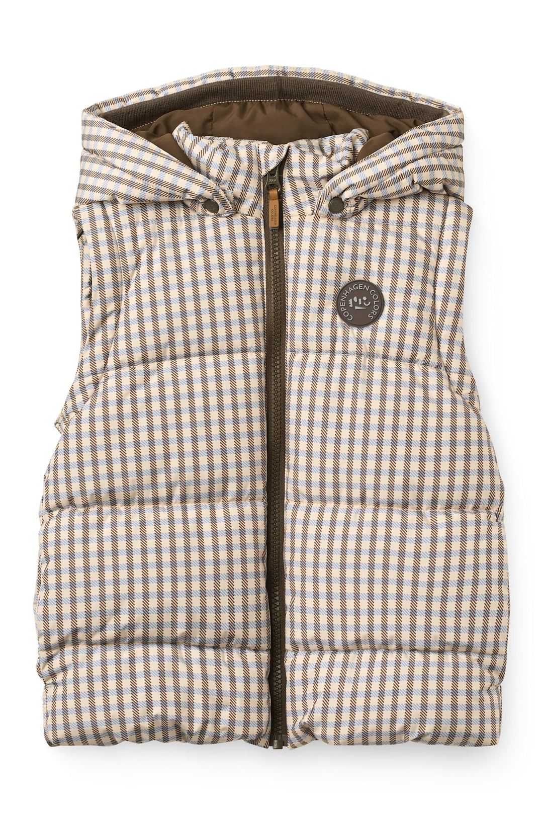 2 in 1 Puffer Jacket w. Removable Sleeves - Check Aop
