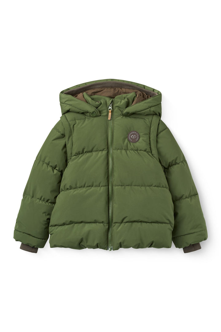 2 in 1 Puffer Jacket w. Removable Sleeves - Dk. Green