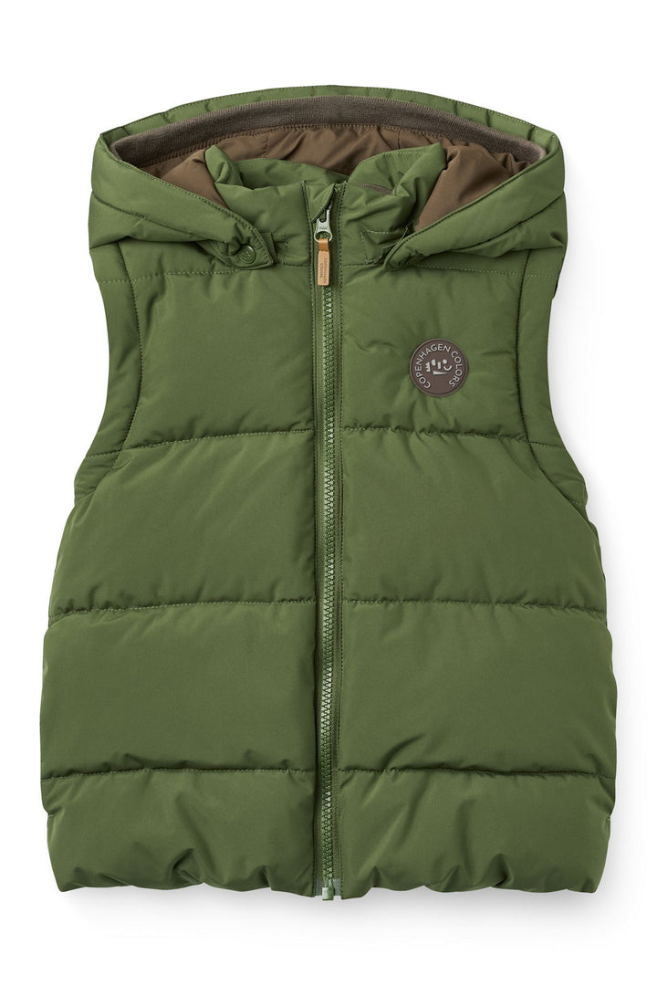 2 in 1 Puffer Jacket w. Removable Sleeves - Dk. Green