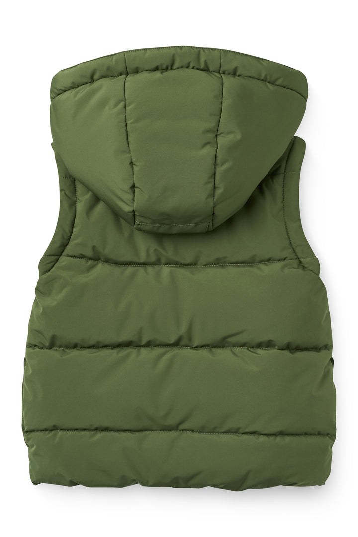 2 in 1 Puffer Jacket w. Removable Sleeves - Dk. Green