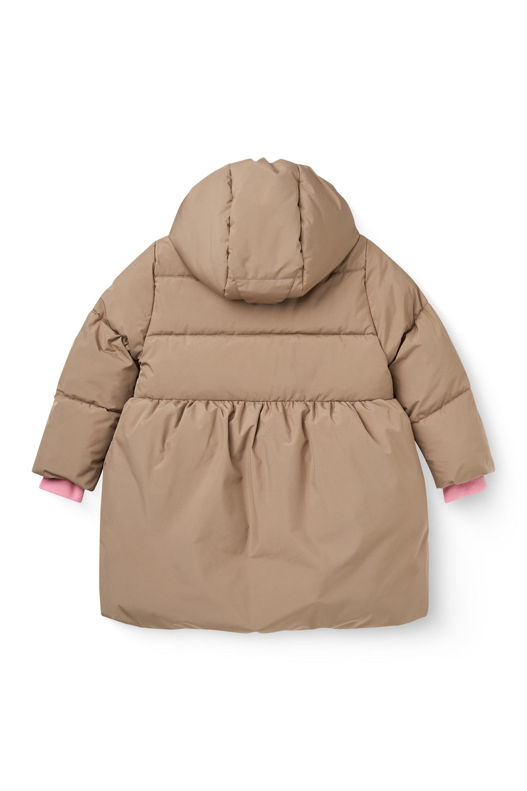 Puffer Long Frill Jacket w. Teddy Lining - Walnut