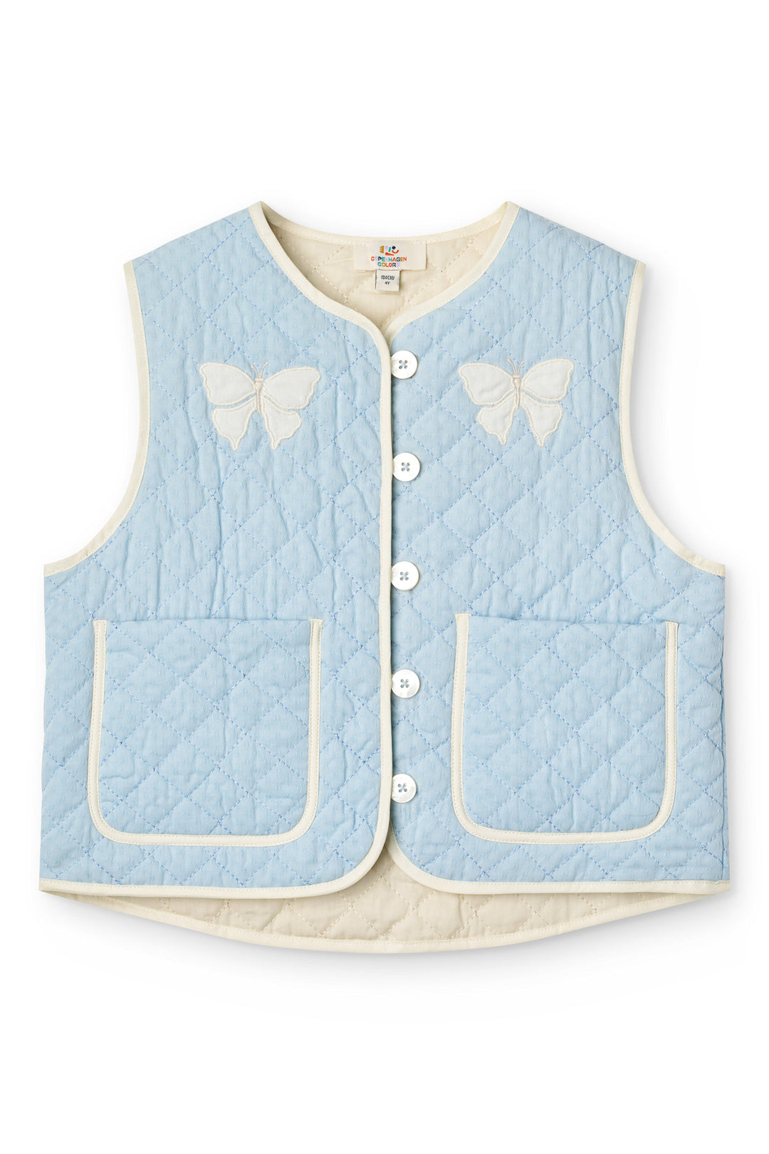 Quilted Vest w. Embroidery - LT. BLUE COMBO.