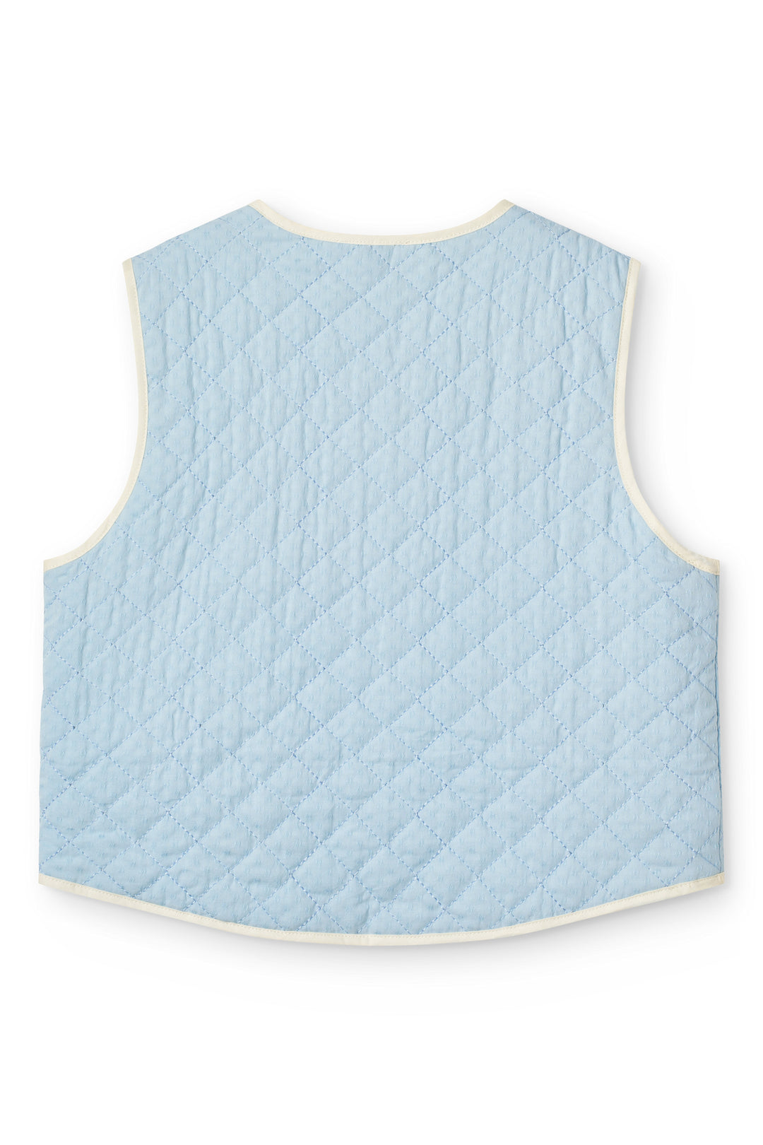 Quilted Vest w. Embroidery - LT. BLUE COMBO.