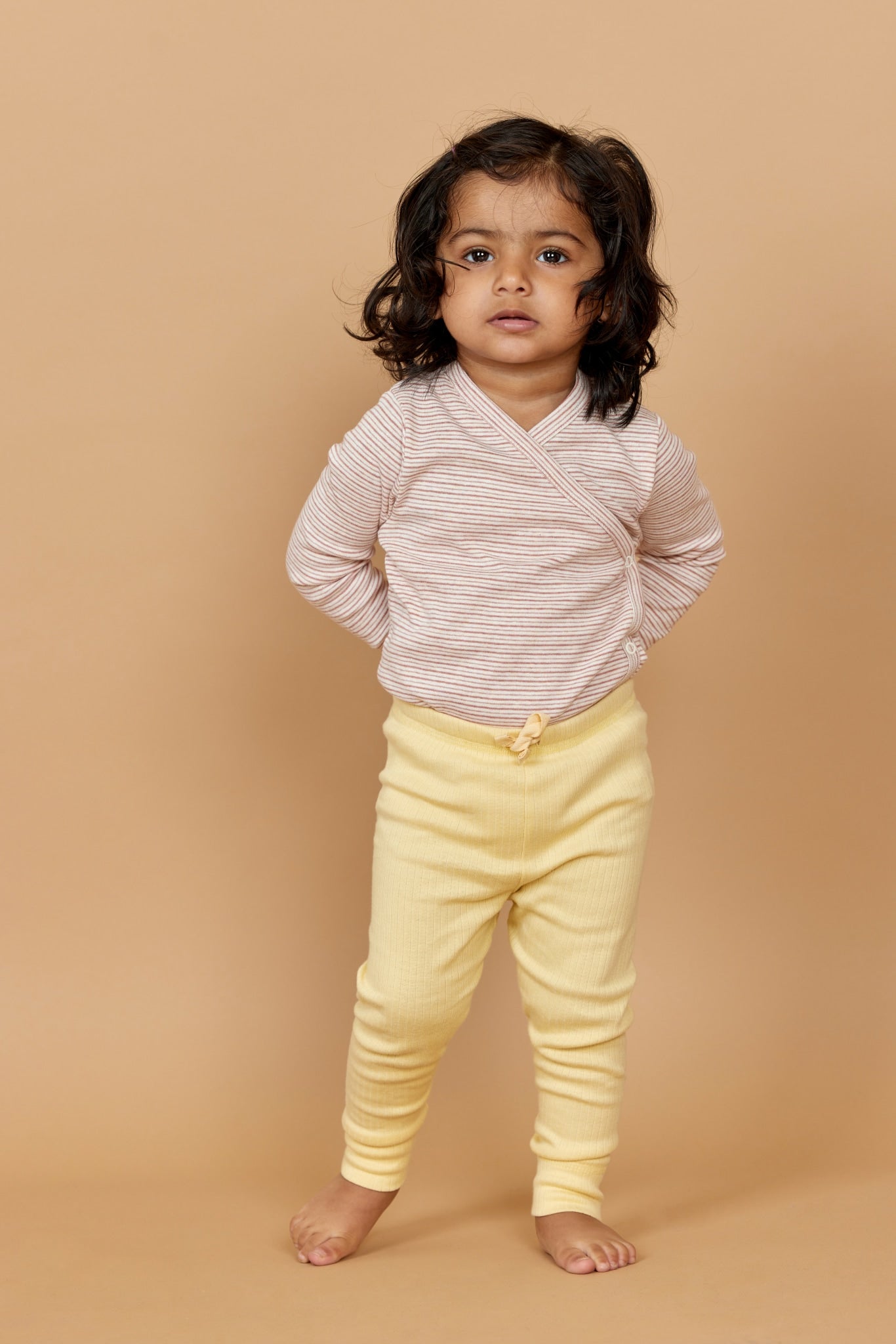 RIB JERSEY LEGGINGS W. STRING - PALE YELLOW